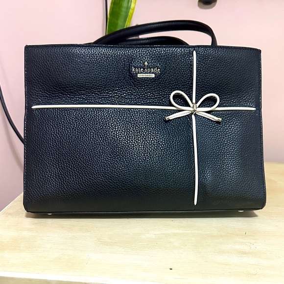 kate spade Handbags - Kate Spade Black Satchel with White Bow